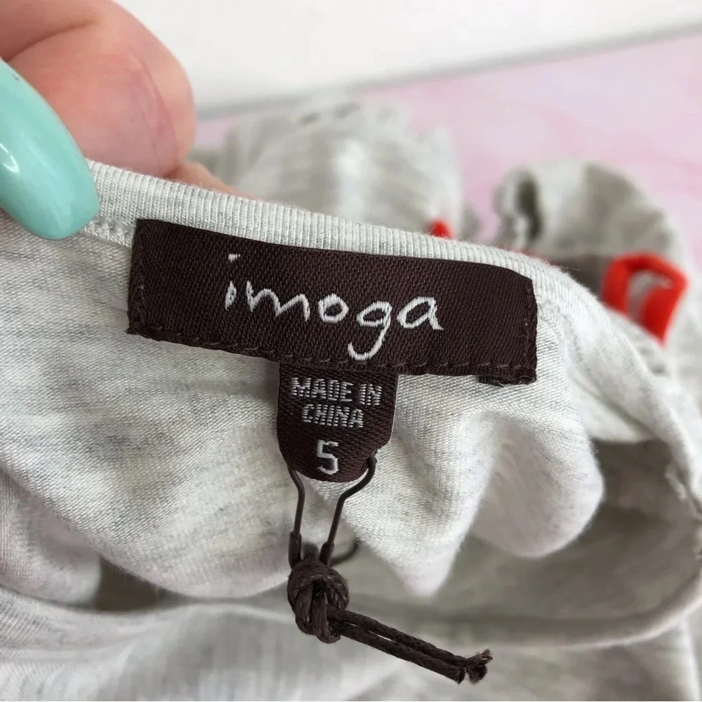 NWT Imoga shirt Cora‎ sleeveless gray with orange bows size 5 years